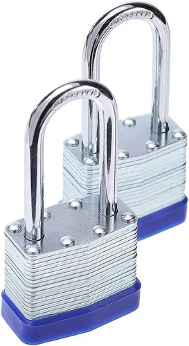 Vista 6 de Cerradura de llave de acero laminado, cuerpo ancho de 1-9/16 pulgadas, 2 candados con igual llave