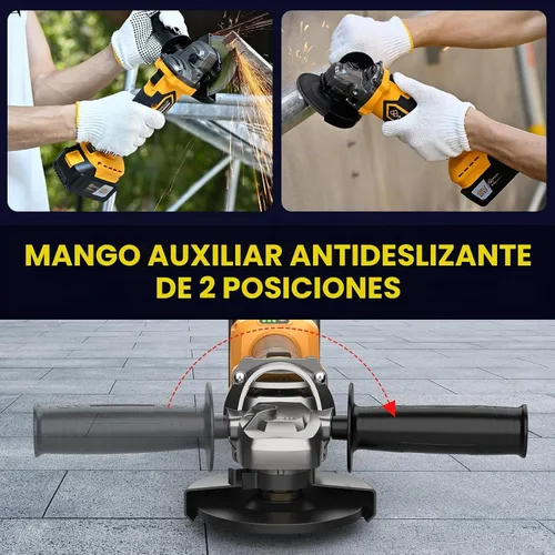 Vista 9 de Amoladora angular inalámbrica sin escobillas, kit de caja de herramientas de amoladora angular de 21 V, con baterías de litio de 2 x 4.0 Ah