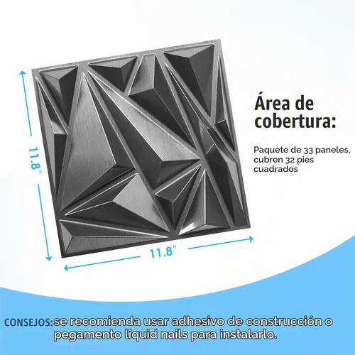 Vista 4 de STICKGOO Paneles de pared 3D, paquete de 33 paneles de pared con diseño de rayo y diamante para decoración de pared interior, paneles de pared