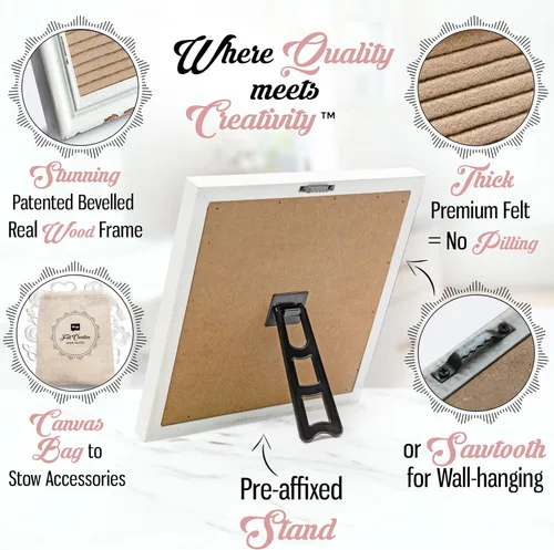 Vista 32 de Letrero de fieltro morado para el regreso a clases con marco blanco de madera rústica, letrero de tablero de letras de granja con soporte, mensaje