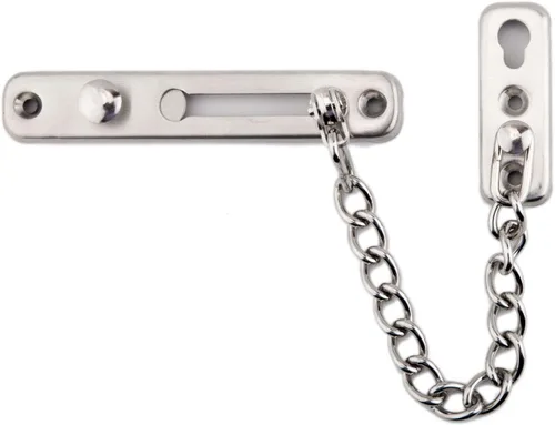 Vista 7 de Cerradura de puerta de cadena de acero inoxidable, resistente al interior, cerradura de puerta sin llave, añade seguridad adicional con resorte