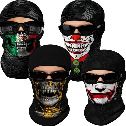 Vista 56 de Pasamontañas 3D, máscara de cara completa, resistente al viento, máscara de esquí con calavera táctica para motocicleta, ciclismo, Halloween 4
