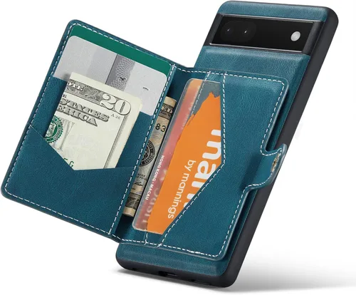 Vista 9 de Funda para Google Pixel 7A, cartera magnética desmontable con ranura para efectivo, soporte de carga inalámbrica, función atril compatible con Negro