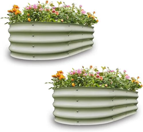 Vista 34 de GARDMAX 2x2x1FT Galvanized Round Raised Garden Bed Kit, Metal Planter Boxes Outdoor with Easy Assembly, Large Garden Bed for Vegetables, Fruits