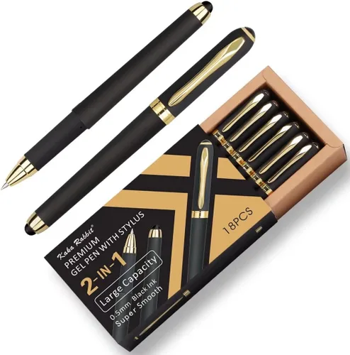 Bolígrafo de tinta de gel, 18 unidades, punta fina de 0.020 in, tinta negra de gran capacidad, escritura suave para oficina, negocios, regalo, clip