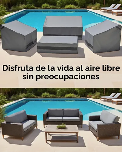 Vista 8 de loriano Juego de fundas para muebles de patio, 4 piezas de fundas impermeables para muebles de exterior, 600D de alta resistencia, juego de fundas