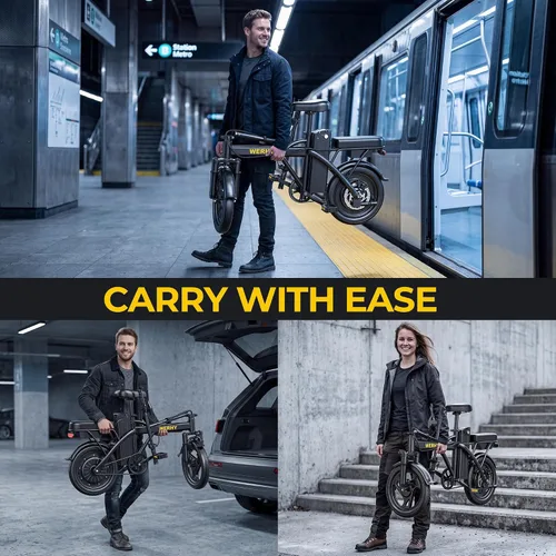 Vista 9 de WERHY Electric Bike for Adults, 750W Peak Motor, 20 MPH Max Speed Folding Ebike, 14" Electric Bicycles, Max 40 Miles Range (Pedal Assist Mode), Mini