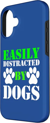 Vista 2 de Easily Distracted by Dogs for Puppy Dog Lover Funny Dog Paw Case for iPhone 16