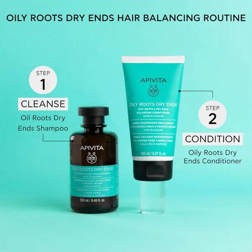 Vista 5 de Apivita Oily Roots & Dry Ends Balancing Conditioner Balances, Hydrates & Moisturizes Hair with Nettle & Propolis