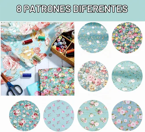 Vista 2 de Green Fat Quarters - Paquetes de tela de edredón precortado, 18 x 22 pulgadas (floral verde)
