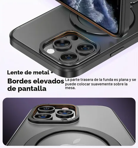 Vista 6 de MAGIC JOHN Funda para iPhone 11 Pro [compatible con Magsafe] [con soporte de metal magnético] [a prueba de golpes de grado militar] Negro
