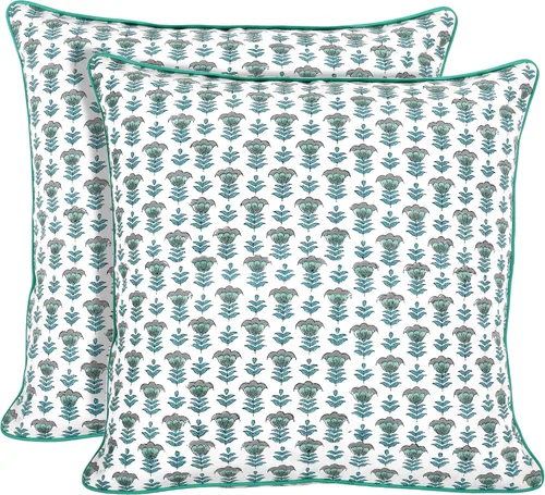 Vista 9 de Ridhi Fundas de almohada de algodón con estampado de bloques para almohadas decorativas para sala de estar, elegantes y bohemias, bonitas fundas