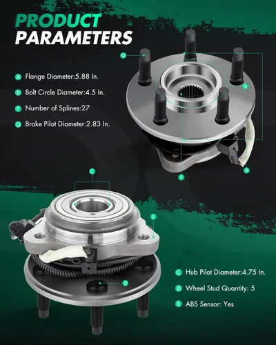 Vista 3 de SCITOO 515003 Nuevo cubo de rodamiento de rueda delantera para Ford Explorer Sport Trac 1995-2001 para Ford Explorer 5 lengüetas Kit de montaje