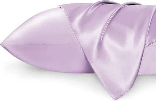 Vista 62 de Bedsure Paquete de 2 fundas de almohada de satén similares a las fundas de almohada de seda tamaño estándar, funda de almohada para mujeres que