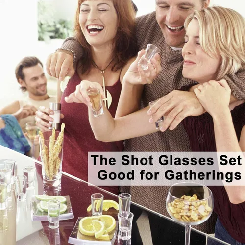 Vista 9 de SuproBarware Juego de 60 vasos de chupito de base pesada a granel de 2 onzas más 1 onza1.0fl oz transparente con base pesada