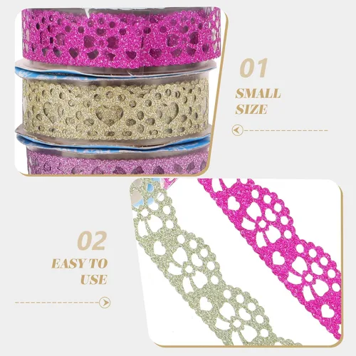 Vista 3 de 14 rollos de cinta de encaje macramé para decoración de calcomanías, cinta washi ancha Washi, cinta de envoltura de cinta de recortes, cinta