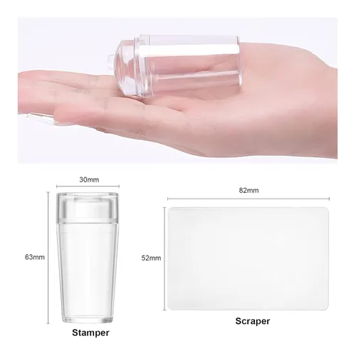 Vista 7 de Sello para uñas de silicona transparente con raspador, gel para manicura DIY, herramienta de arte de uñas para decoración de uñas francesa