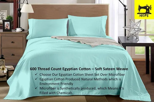 True Luxury Twin Sheets, 600-Thread-Count 100% Egyptian Cotton Bed Sheets, 4-PC Sheet Set, Single Ply Long-Staple Yarns, Sateen Weave, Fits Mattress