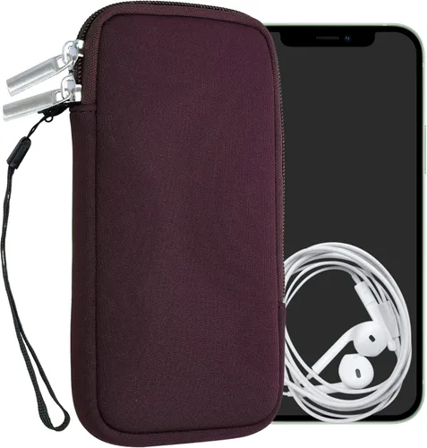 Vista 48 de kwmobile Bolsa de neopreno para teléfono tamaño XL - 6.7/6.8 pulgadas - Funda universal para celular con cremallera, correa para la muñeca, amarillo