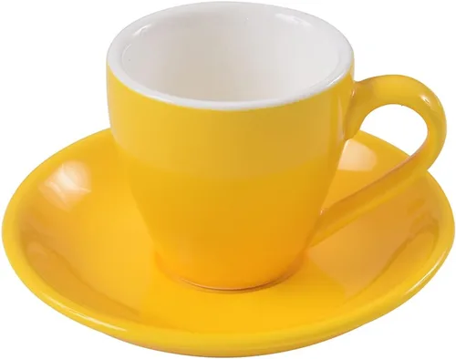 Vista 5 de Taza de café espresso de porcelana ionEgg con platillo, taza de café expreso, 80ml/2.7Oz, negro..