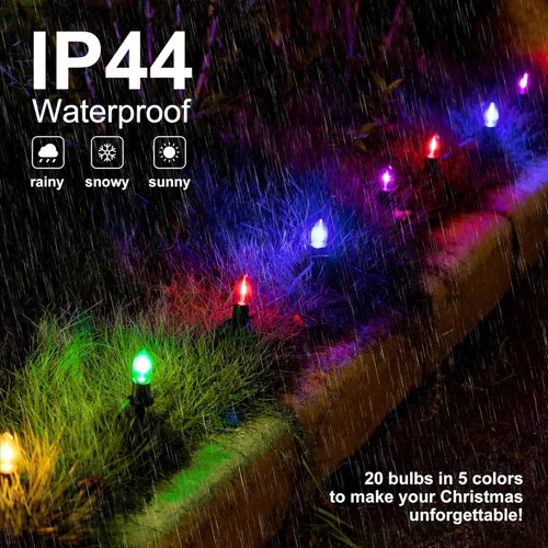 Vista 8 de C9 Luces de camino de Navidad para exteriores, 24.2 pies, 20 luces LED con estacas, luces de camino de Navidad impermeables conectables para patio