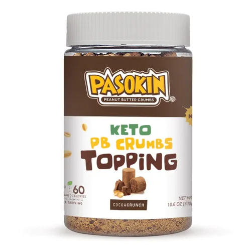 Keto Peanut Butter Crumbs Topping | Cocoa Crunch | Sin azúcar añadido, sin OMG, a base de plantas, sin gluten, vegano, Kosher tarro de 10.5 onzas