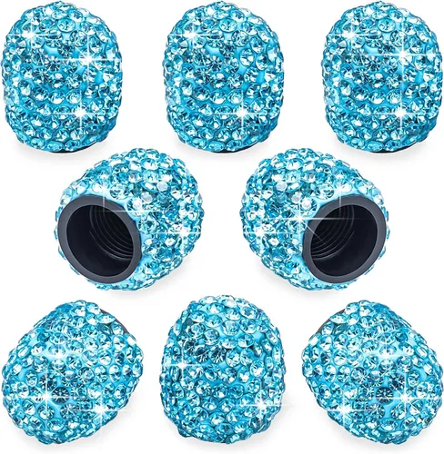 Vista 37 de 4 tapas de válvula de vástago de neumático con diamantes de cristal brillante, a prueba de polvo, tapas universales para válvulas de neumáticos