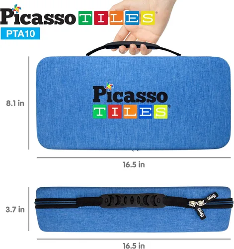 Vista 9 de PicassoTiles 240 bloques en forma de cerda + funda de transporte portátil de juguetes, bloques de construcción STEM 3D, juego de azulejos