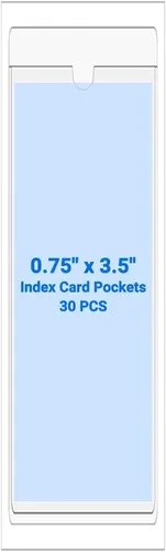 30 PCS Clear Self Adhesive Plastic Label Pockets, Top Loading Business & Library Index Card Holders, Peel and Stick Sleeves for Storage Bins, Totes