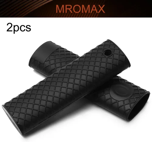 Vista 4 de MroMax Soporte de silicona con asa caliente de 6.1 pulgadas, agarradera antideslizante resistente al calor, para ollas de hierro fundido, woks, Negro