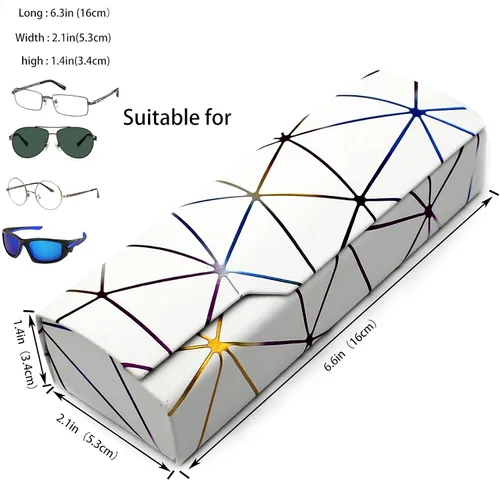 Vista 3 de Abwuulq - Funda de gafas deslumbrante celosía, funda protectora portátil para gafas, cubierta rígida para gafas de moda, unisex..