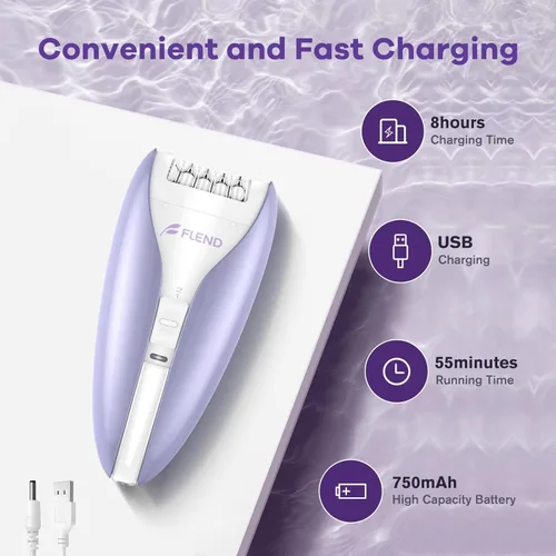 Vista 8 de Epilator for Women, Silent Facial Hair Removal Device, Smooth Glide Tech 2 Speeds & 36 Tweezers Gentle Efficient Hair Removal Cordless Epilators for
