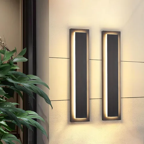 Vista 13 de Luces de pared para exteriores de 11.8", apliques de pared LED negros, accesorios de luz exterior para montaje en pared, blanco cálido de 3000 K