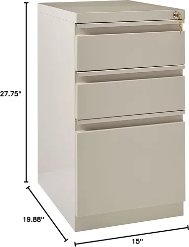 Vista 2 de Hirsh Archivador de 3 cajones de extensión completa de grado comercial de 20 pulgadas de profundidad, color gris claro