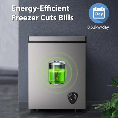 Vista 5 de Lifeplus Congelador de pecho, 3.5 pies cúbicos, pequeño congelador profundo, puerta abierta superior compacta con cesta extraíble, 7 controles