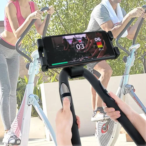 Vista 6 de Timewall - Soporte universal para teléfono con abrazadera, soporte universal para iPad iPhone para bicicleta giratoria, bicicleta estática
