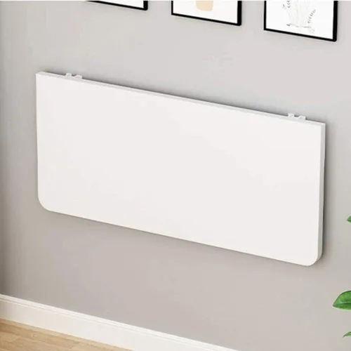 Vista 2 de Folding Wall Mounted Workbench Drop Leaf Table, for Small Spaces Desk Office Home Kitchen Solid Wood Dining Table Computer Desk,White-60 * 30cm/24 *