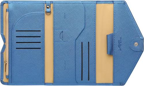 Vista 6 de Zoppen - Billetera de viaje con bloqueo RFID multiusos (Ver.4) Portatarjetas de pasaporte y vacunas, organizador de documentos de tres pliegues