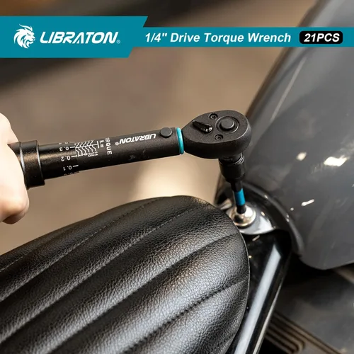 Vista 8 de LIBRATON Llave dinamométrica para bicicleta, 1/4", 2-14 Nm, llave dinamométrica de engranaje de 72 dientes, juego de llaves de torsión de micro clic