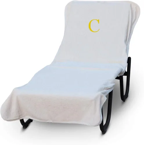 Vista 161 de Funda de lujo para tumbona de piscina con monograma de Hotel y Spa, bordado con letras en bloque - Extra absorbente 100% algodón turco - Rizo suave