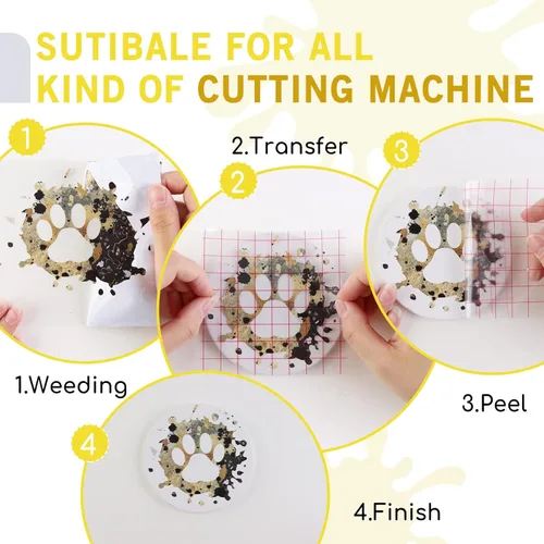 Vista 3 de Tintnut Splash - Rollo de vinilo permanente de 12 pulgadas x 5 pies, rollo adhesivo dorado negro, vinilo adhesivo permanente con patrón para máquina