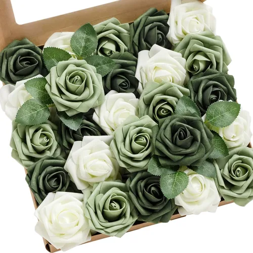 Vista 15 de Ling's moment Artificial Roses, Black, 3 Inch 25 Pcs Negro