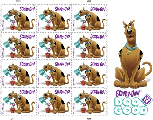Vista 2 de USPS Scooby-Doo! Panel de 12 sellos de primera clase para siempre Scott 5299