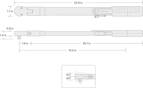 Vista 7 de TEKTON - Llave dinamométrica de 1/2 pulgada de 72 dientes con viga dividida (40-250 pies-libras) TRQ62203