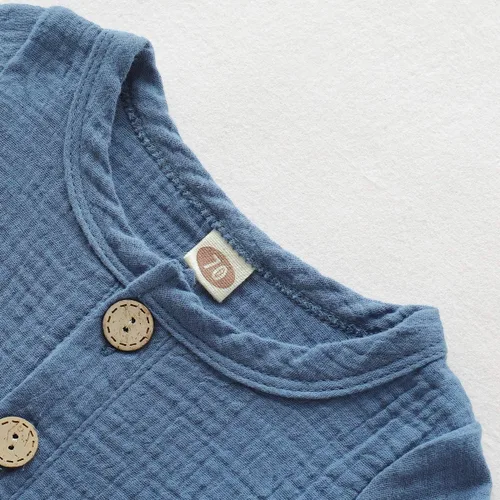 Vista 4 de Saeaby Ropa de bebé para recién nacido, traje de algodón y lino, manga corta, mameluco de una pieza, ropa de bebé