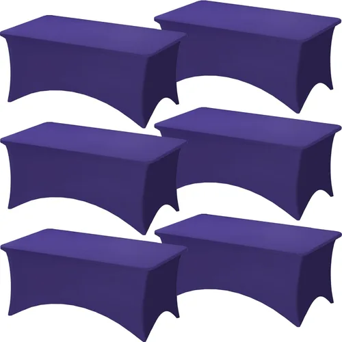 Vista 43 de Fixwal Paquete de 12 Cubiertas de Mesa de Spandex Negro para Mesas de 6 Pies, Fundas de Mesa Rectangulares Ajustadas Elásticas para Bodas