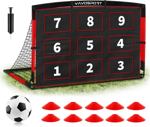 Kids Soccer Goals for Backyard Set, 6×4ft Portable Soccer Goal & Ball Training Equipment with Cones, Target, Youth Toddler Pop Up Soccer Net for