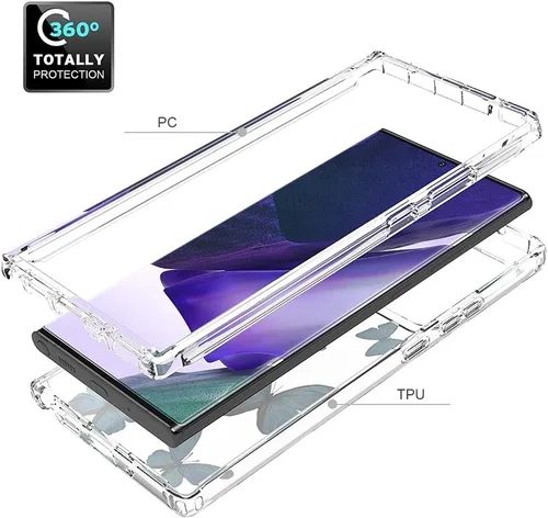 Vista 3 de Funda para Galaxy Note 20 Ultra 5G, Samsung Note 20 Ultra para niñas, cuerpo completo, a prueba de golpes, transparente, suave, flexible, funda