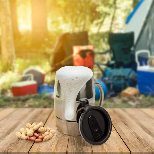 Vista 3 de MASON FORGE Acero inoxidable de doble pared aislada al vacío Taza de barril de 16.9 onzas con asa Bebidas calientes o frías jarra de cerveza