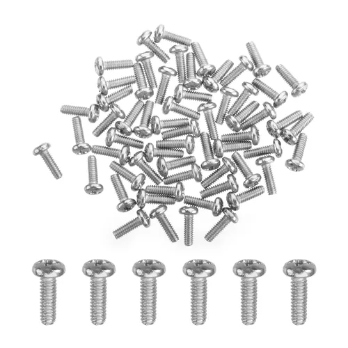 Vista 228 de MroMax 30 tornillos de máquina Phillips de cabeza plana M2 x 0.197 in, acero inoxidable 304 18-8, rosca completa, tornillos de cabeza cruzada gris